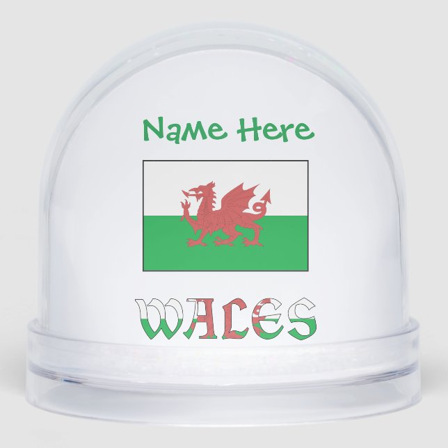 Wales Welsh Flag Green Personalization  Snowglobe (Front)