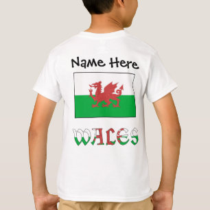 Wales Welsh Flag Personalized Name T-Shirt