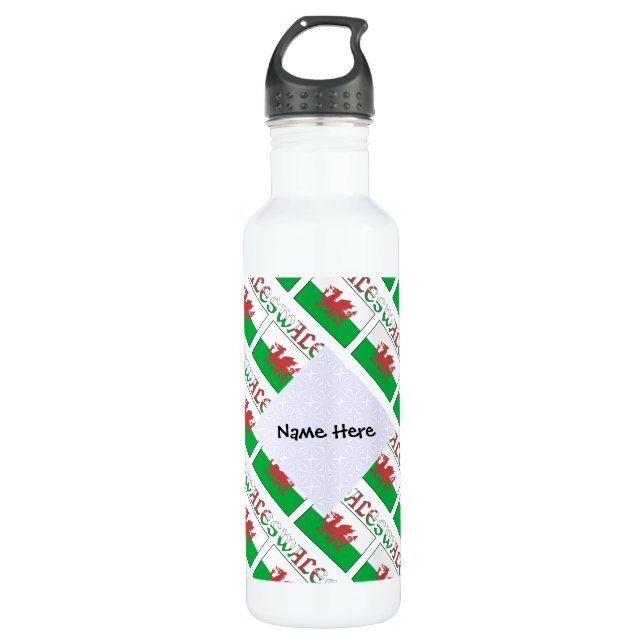 Wales Welsh Flag Tiled Personalized  710 Ml Water Bottle (Front)