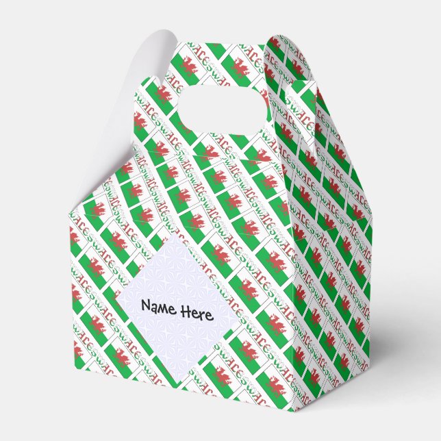 Wales Welsh Flag Tiled Personalized  Favor Box (Front Side)