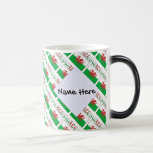 Wales Welsh Flag Tiled Personalized  Magic Mug