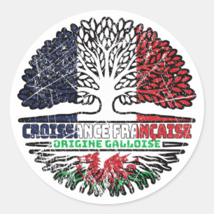 Wales Welsh French France Tree Roots Flag Classic Round Sticker