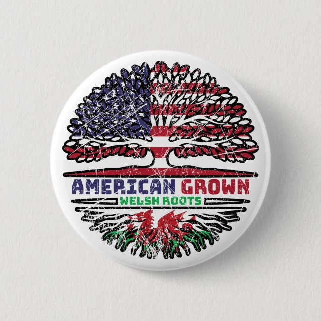Wales Welsh US American USA United States Tree 2 Inch Round Button (Front)