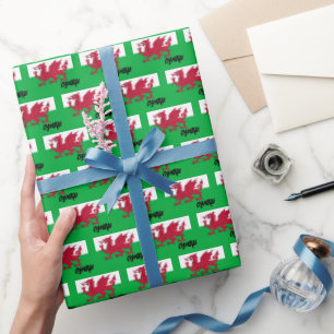 Wales Wrapping Paper, Welsh Flag patriotic Paper