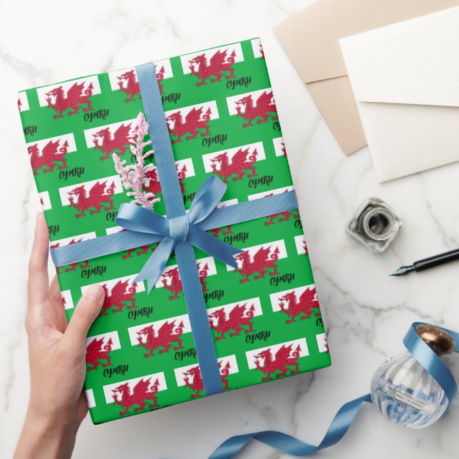 Wales Wrapping Paper, Welsh Flag patriotic Wrapping Paper (Gifting)