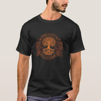 Walhalla Wolves Odins Valknut Runes Tree of Life V T-Shirt