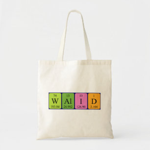 Walid periodic table name tote bag
