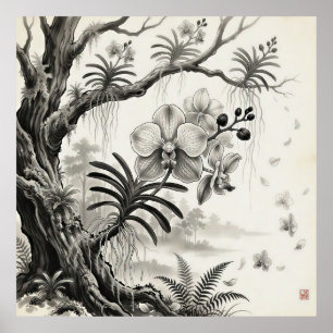 Waling-Waling — Philippine Queen Orchid Sumi-e Poster