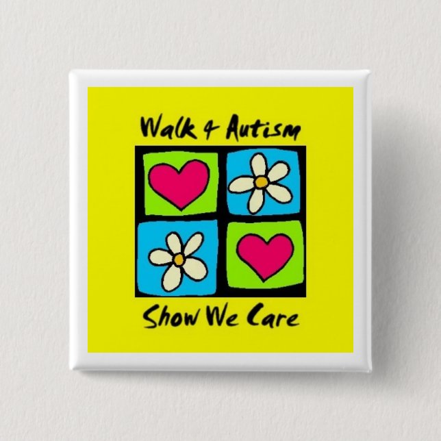 Walk 4 Autism square badge 2 Inch Square Button (Front)