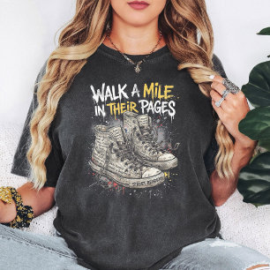 Walk A Mile In Their Pages Book Reader Sneaker T-Shirt