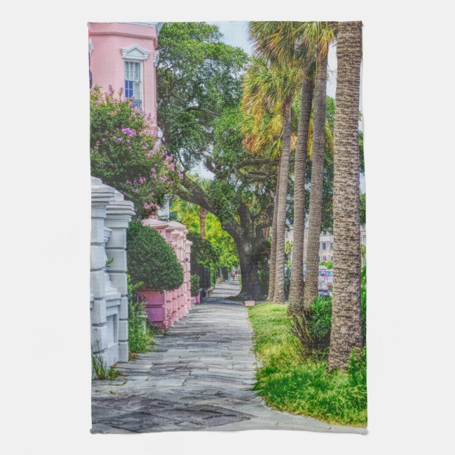 Walk Along Rainbow Row Kitchen Towel (Vertical)