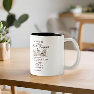 Walk by Faith 2 Corinthians Floral Scripture Two-Tone Coffee Mug