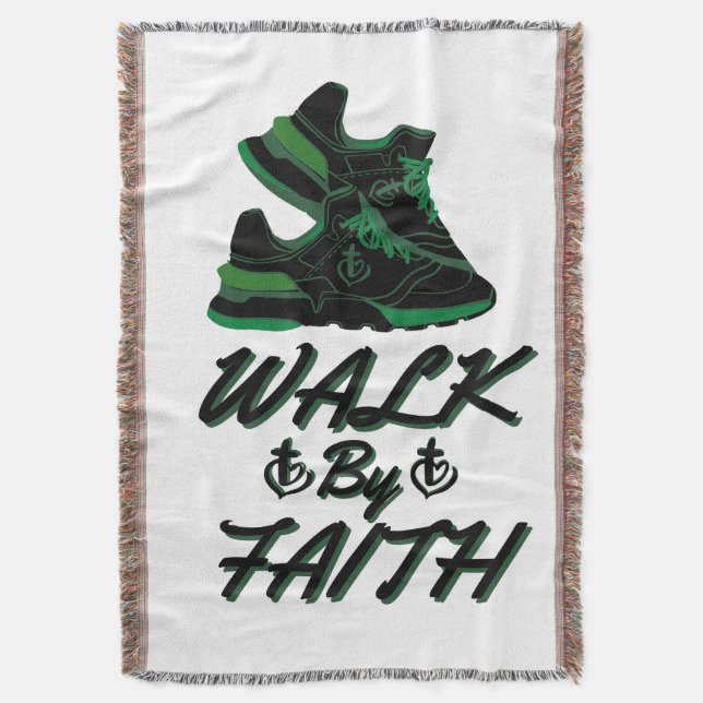 Walk By Faith Bible Quote Throw Blanket (Front Vertical)
