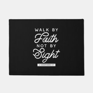 "Walk by Faith" Bible Verse Typography Design II Doormat