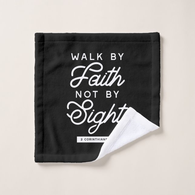 "Walk by Faith" Bible Verse Typography Design II Wash Cloth (Wash Cloth)
