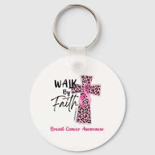 Walk By Faith Breast Cancer Awareness Christian Je Keychain
