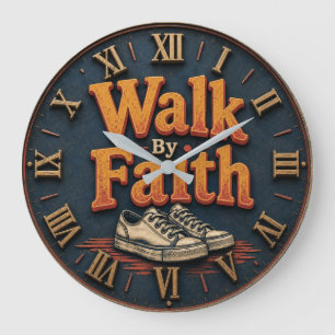 Walk by Faith Christian Bible Verse Faith Gift Large Clock