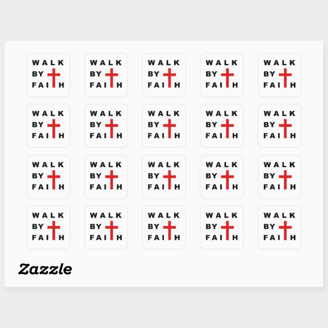 Walk by Faith Christian Cross Bible Quote Square Sticker (Sheet)