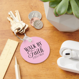 Walk by Faith Christian Living Soft Pink Simple Keychain