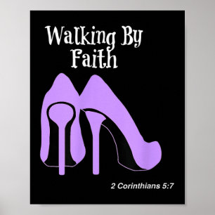 Walk By Faith Graphic Christian Design With Purple Poster