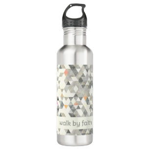 Walk by Faith Grey Triangle Pattern 710 Ml Water Bottle
