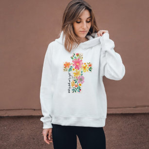 Walk By Faith Jesus is Light Floral Cross Hoodie