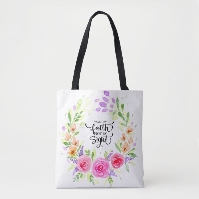 "Walk by faith not by sight" Woman fabric bag (Front)