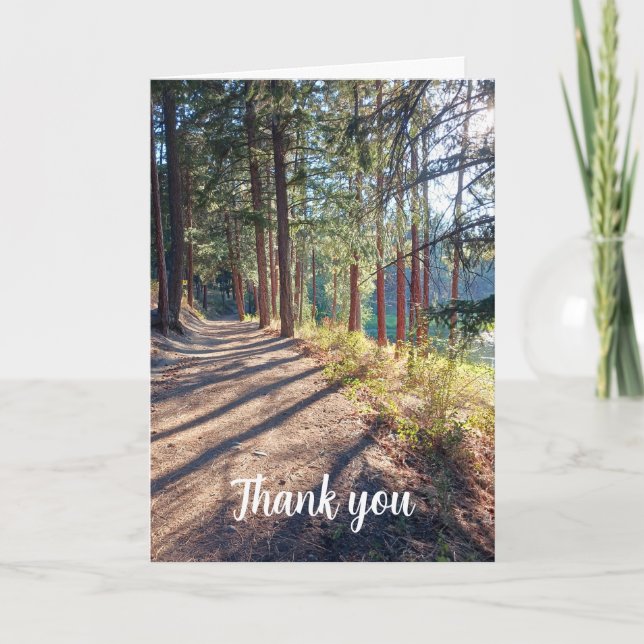 Walk Down Forest Tree Path Thank You Card (Front)