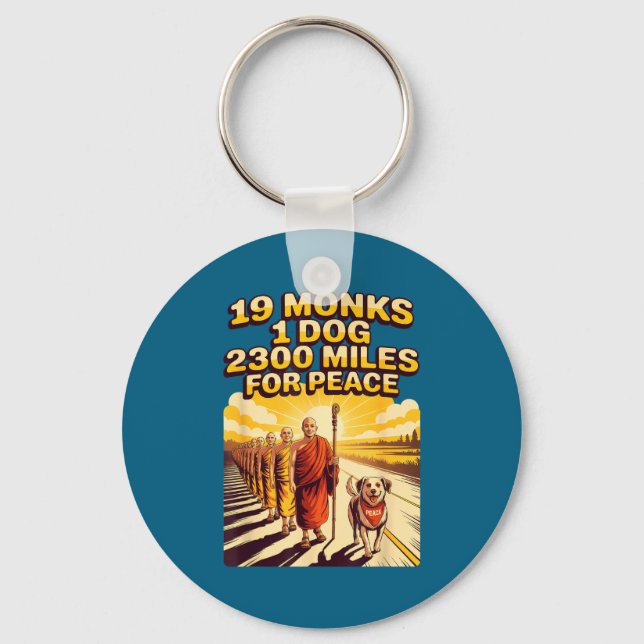 Walk For Peace Buddhist Monks Keychain (Front)