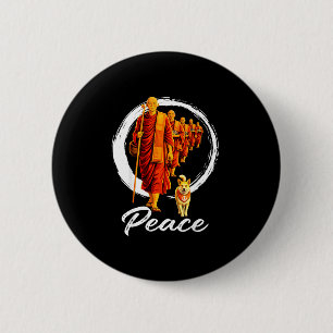 Walk for peace buddhists monks peace aloka dog men 2 inch round button