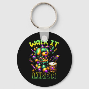 Walk I Ts Like A Bead Dog Mardi Gras Fattuesday Ne Keychain