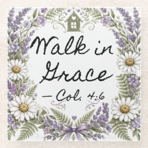 Walk in Grace Floral Christian Coaster
