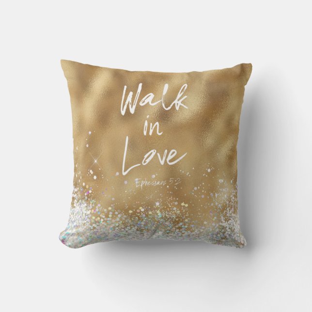 Walk in Love Bible Verse Throw Pillow (Front)