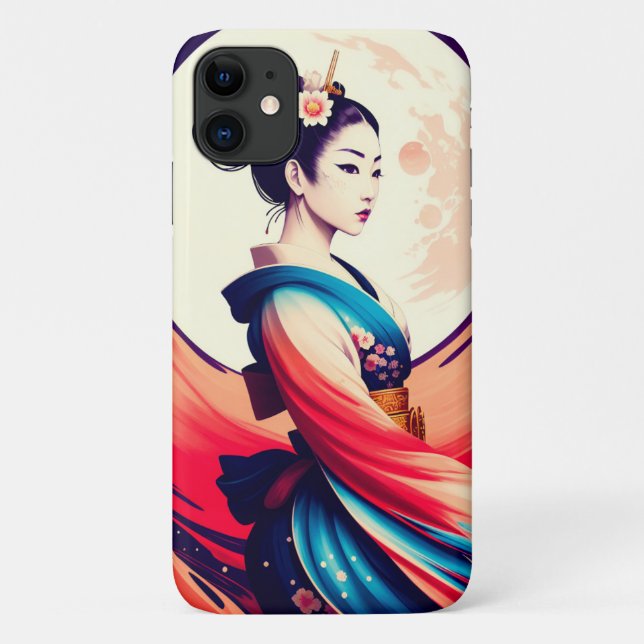 Walk In The Moonlight Japanese Geisha Case-Mate iPhone Case (Back)