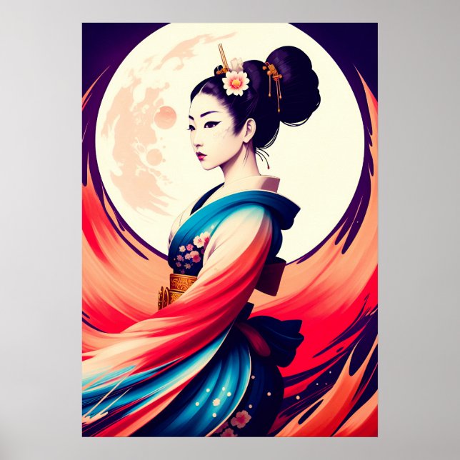 Walk In The Moonlight Japanese Geisha Poster (Front)
