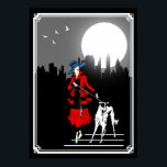 Walk In The Moonlight Vintage Art Deco Lady  Poster<br><div class="desc">Walk In The Moonlight - Vintage Art Deco Poster with a woman and a dog.</div>