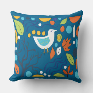 WALK IN THE WOODS Blue Grey Throw Pillow