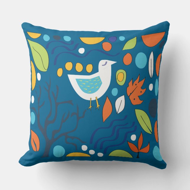 WALK IN THE WOODS Blue Grey Throw Pillow (Front)