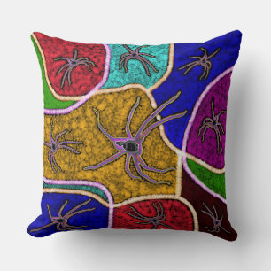 Walk Of The Huntsman Spider Dot Art, Throw Pillow