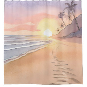 Walk on the Beach Ocean Watercolor
