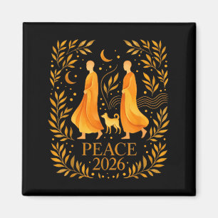 Walk Peace 2026 World Peace Monks with Aloka Dog Magnet