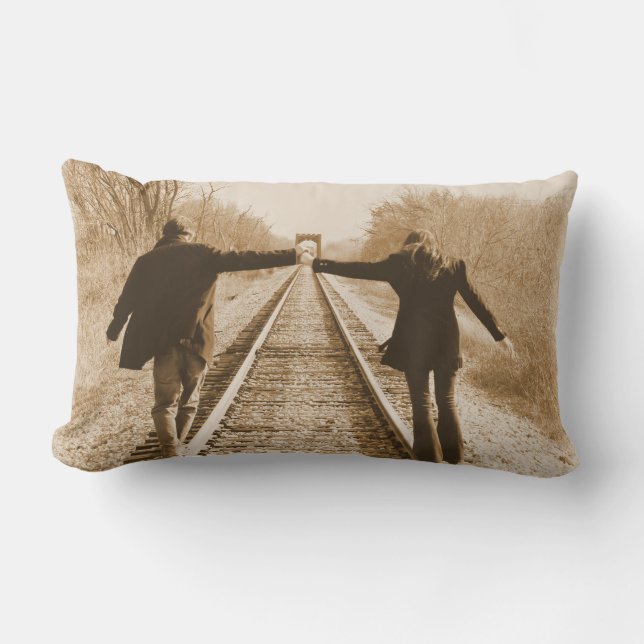 Walk the Rails Together - Romantic Pillow (Front)