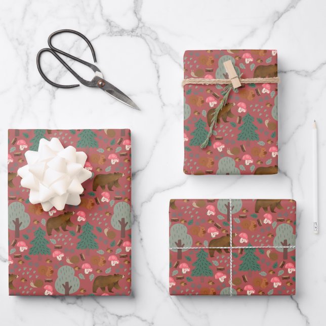 Walk Through the Woods on Chestnut Wrapping Paper Sheet (Front)
