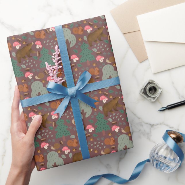 Walk Through the Woods on Deep Coffee Brown Wrapping Paper (Gifting)