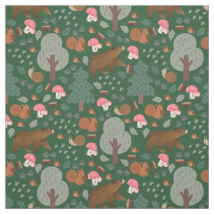 Walk Through the Woods on Hunter Green Fabric