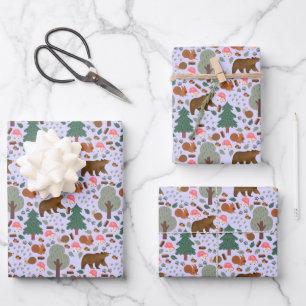 Walk Through the Woods on Light Purple Wrapping Paper Sheet