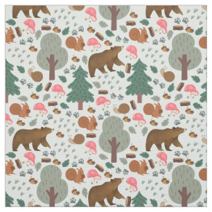 Walk Through the Woods on Pale Blue Fabric