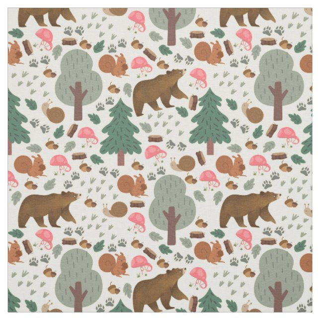Walk Through the Woods on Pale Yellow Fabric (Swatch)