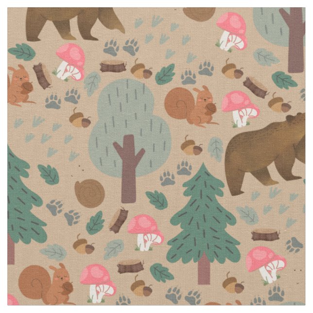 Walk Through the Woods on Tan Fabric (Close Up)