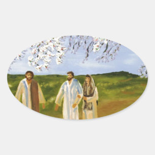 Walk With Jesus Oval Sticker